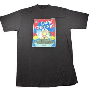 GAZY Men Vintage T-Shirt NWOT Cap'n Chronic Cereal Parody 420 New Black 3XL K133